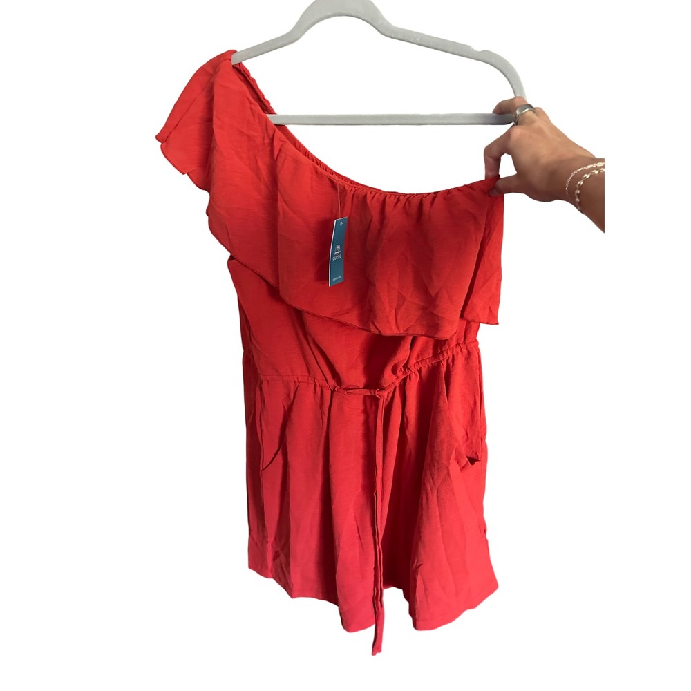 Cupshe Red Ruffle One Shoulder Romper - Picture 1 of 3